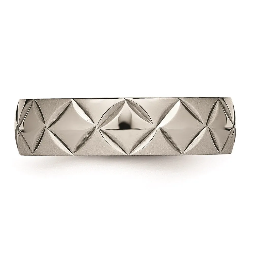 Chisel Jewelry Titanium Polished Diamond Cut Ring | TB459
