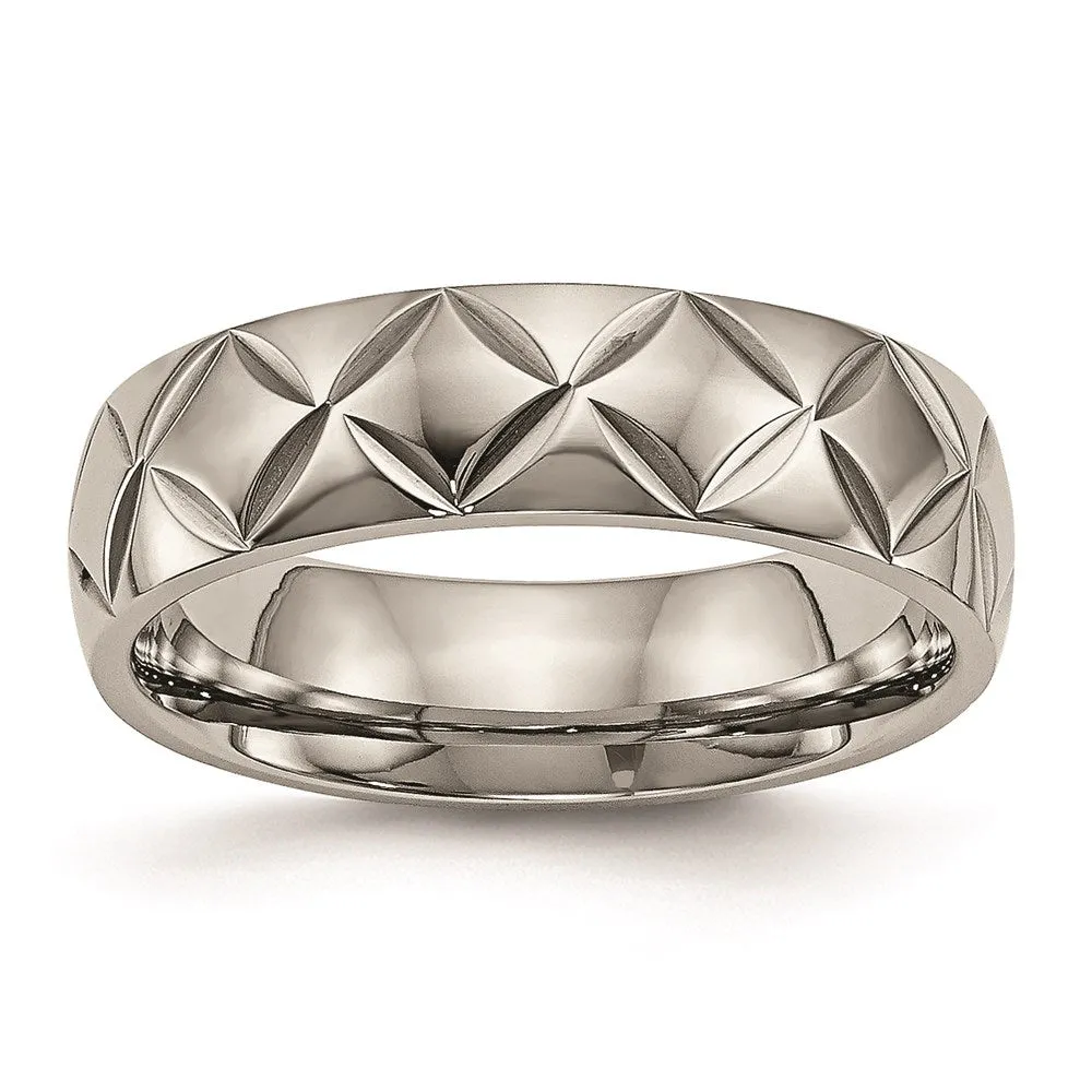 Chisel Jewelry Titanium Polished Diamond Cut Ring | TB459