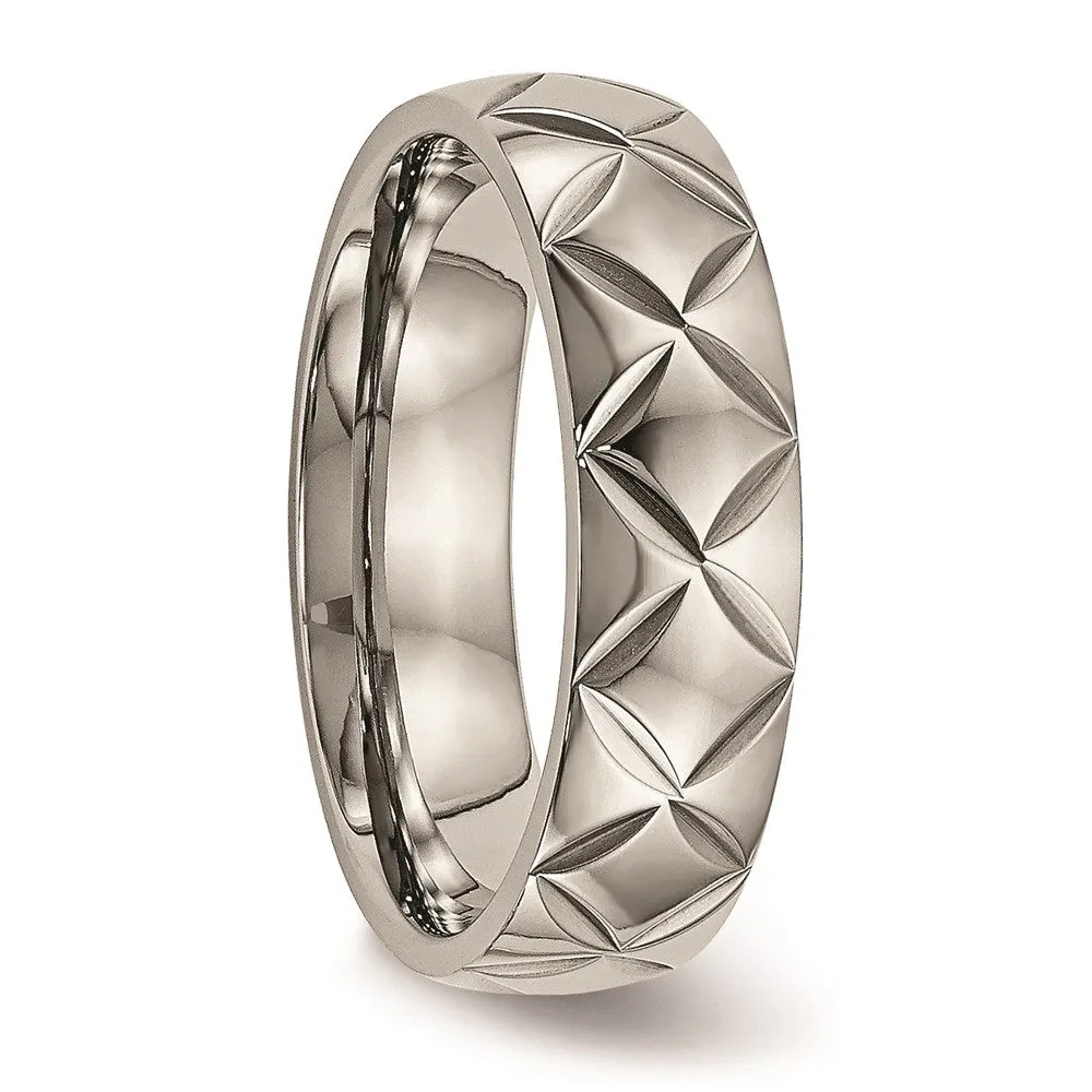 Chisel Jewelry Titanium Polished Diamond Cut Ring | TB459