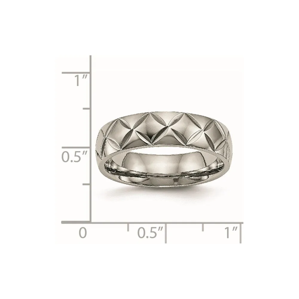 Chisel Jewelry Titanium Polished Diamond Cut Ring | TB459
