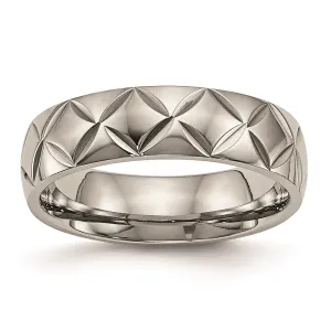 Chisel Jewelry Titanium Polished Diamond Cut Ring | TB459