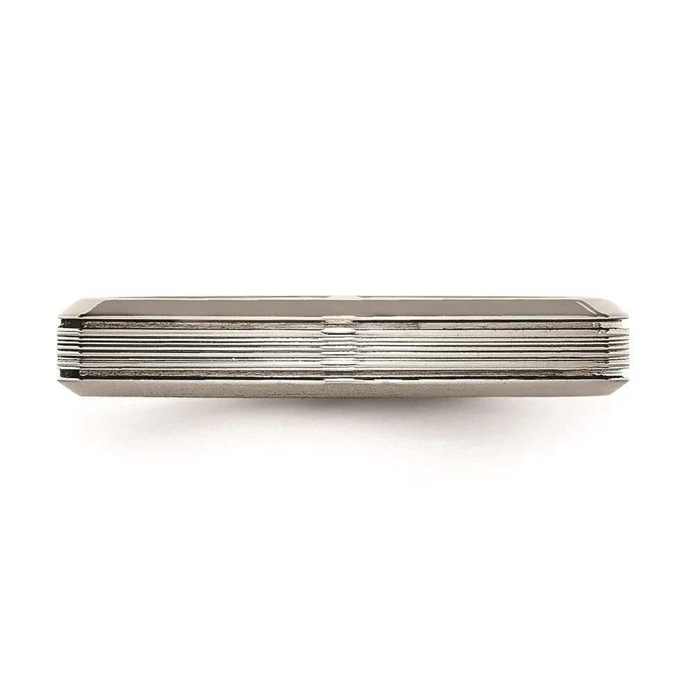 Chisel Jewelry Titanium Polished Grooved Comfort Back Ring | TB469