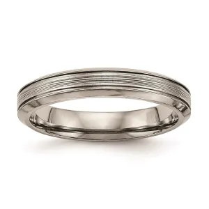 Chisel Jewelry Titanium Polished Grooved Comfort Back Ring | TB469
