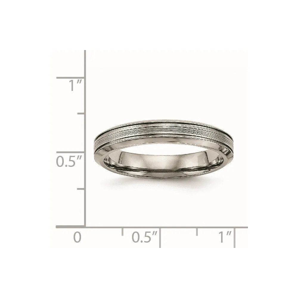Chisel Jewelry Titanium Polished Grooved Comfort Back Ring | TB469