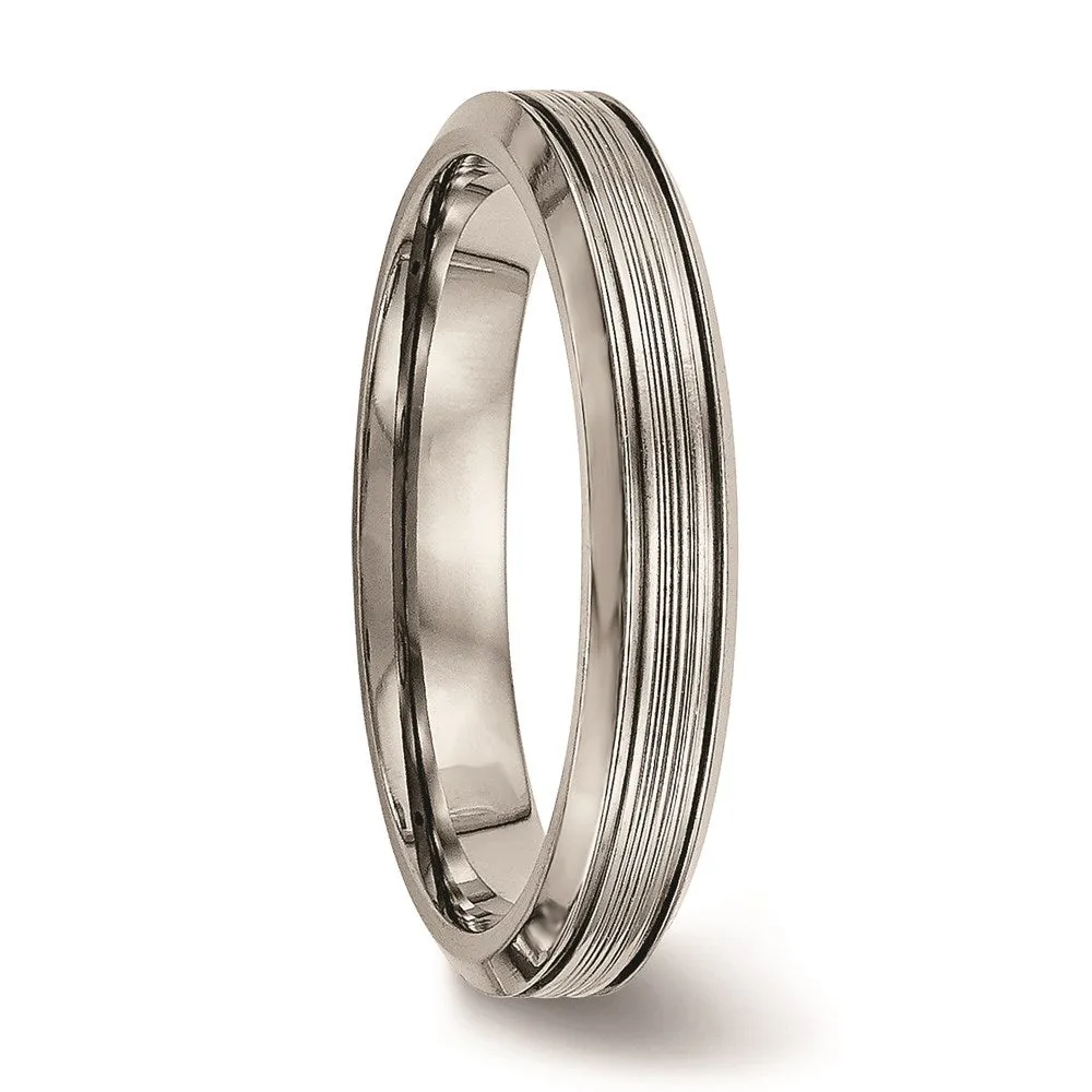 Chisel Jewelry Titanium Polished Grooved Comfort Back Ring | TB469