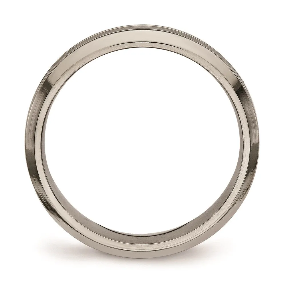 Chisel Jewelry Titanium Polished Grooved Comfort Back Ring | TB469