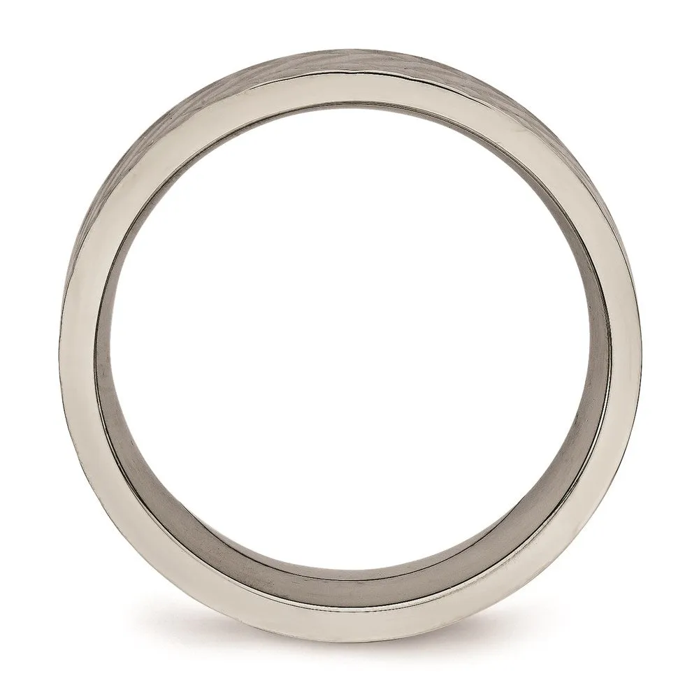 Chisel Jewelry Titanium Polished Textured Ring | TB457