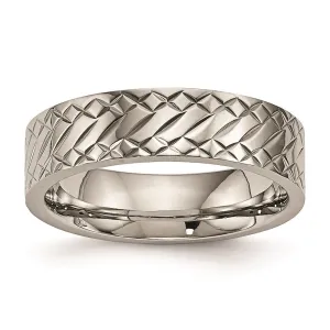 Chisel Jewelry Titanium Polished Textured Ring | TB457