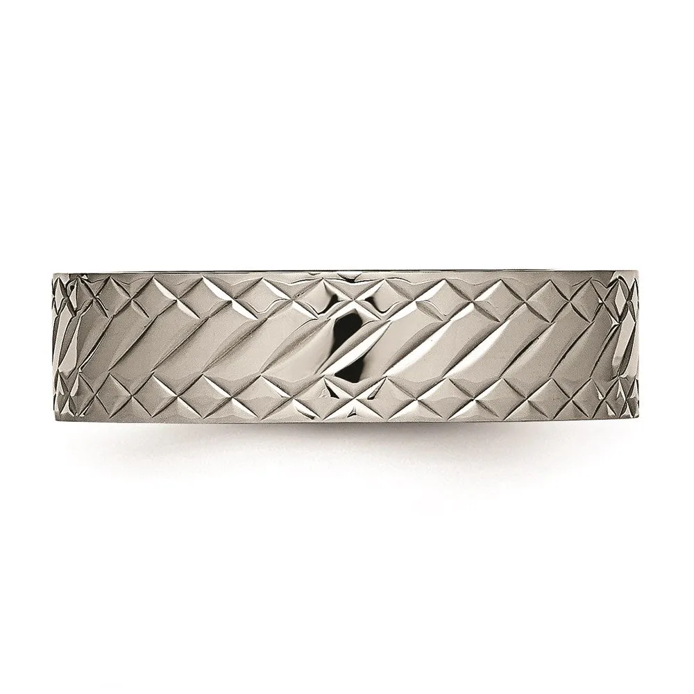 Chisel Jewelry Titanium Polished Textured Ring | TB457