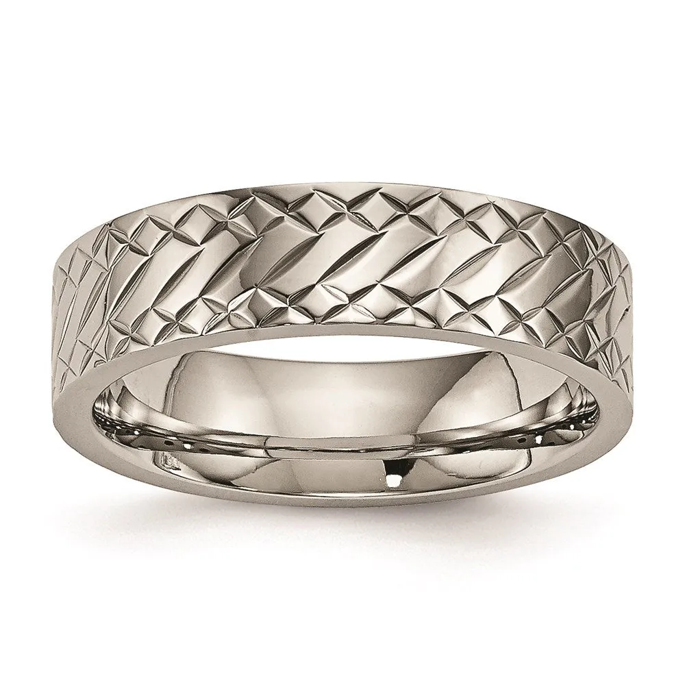 Chisel Jewelry Titanium Polished Textured Ring | TB457