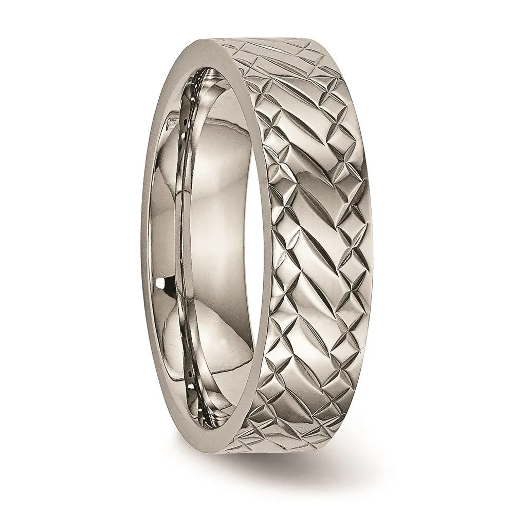 Chisel Jewelry Titanium Polished Textured Ring | TB457
