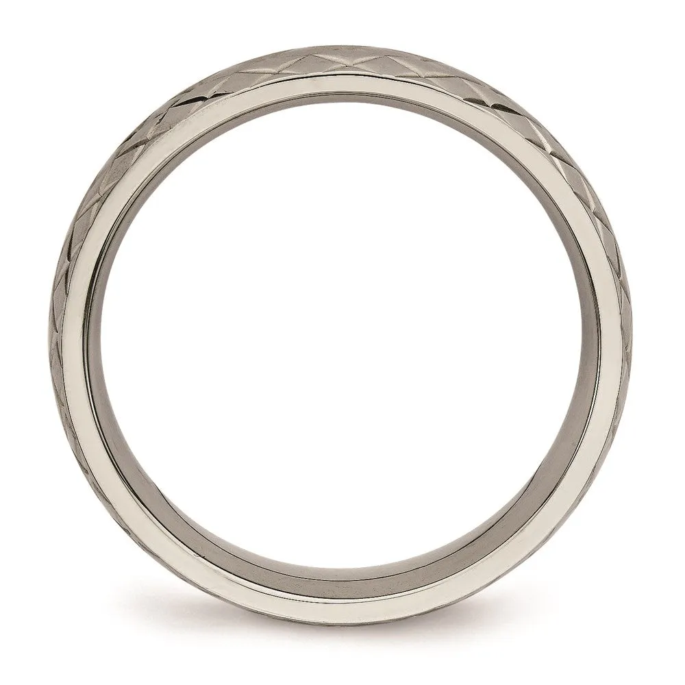 Chisel Jewelry Titanium Polished Textured Ring | TB458