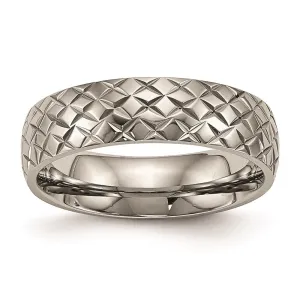 Chisel Jewelry Titanium Polished Textured Ring | TB458