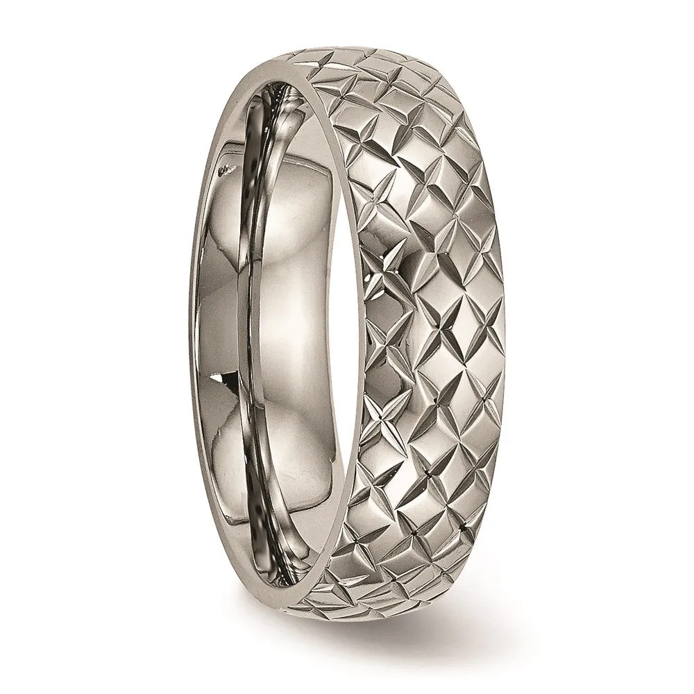 Chisel Jewelry Titanium Polished Textured Ring | TB458