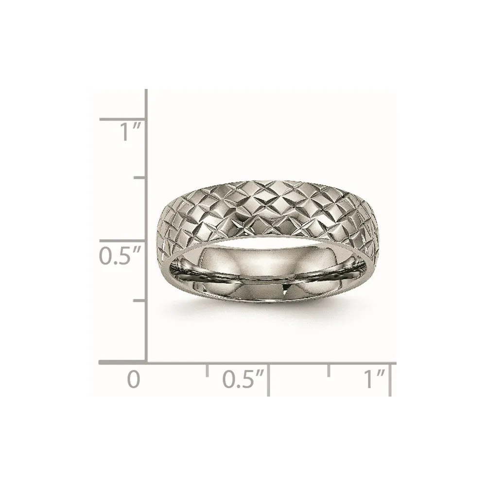 Chisel Jewelry Titanium Polished Textured Ring | TB458