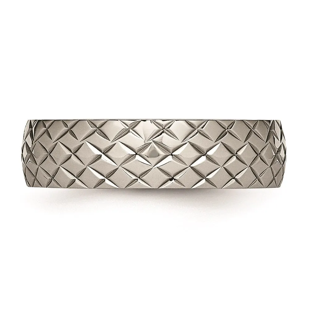 Chisel Jewelry Titanium Polished Textured Ring | TB458