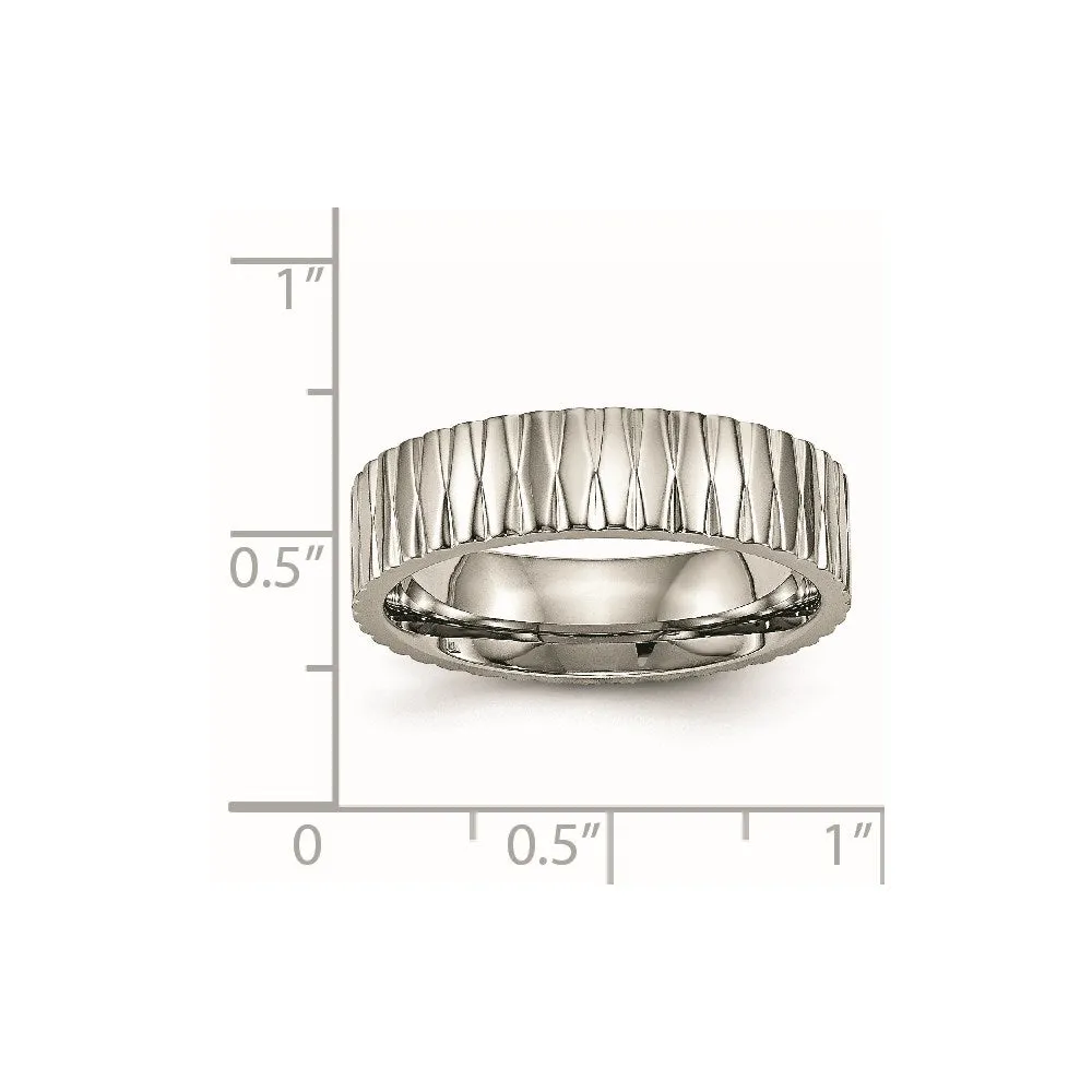 Chisel Jewelry Titanium Polished Textured Ring | TB460