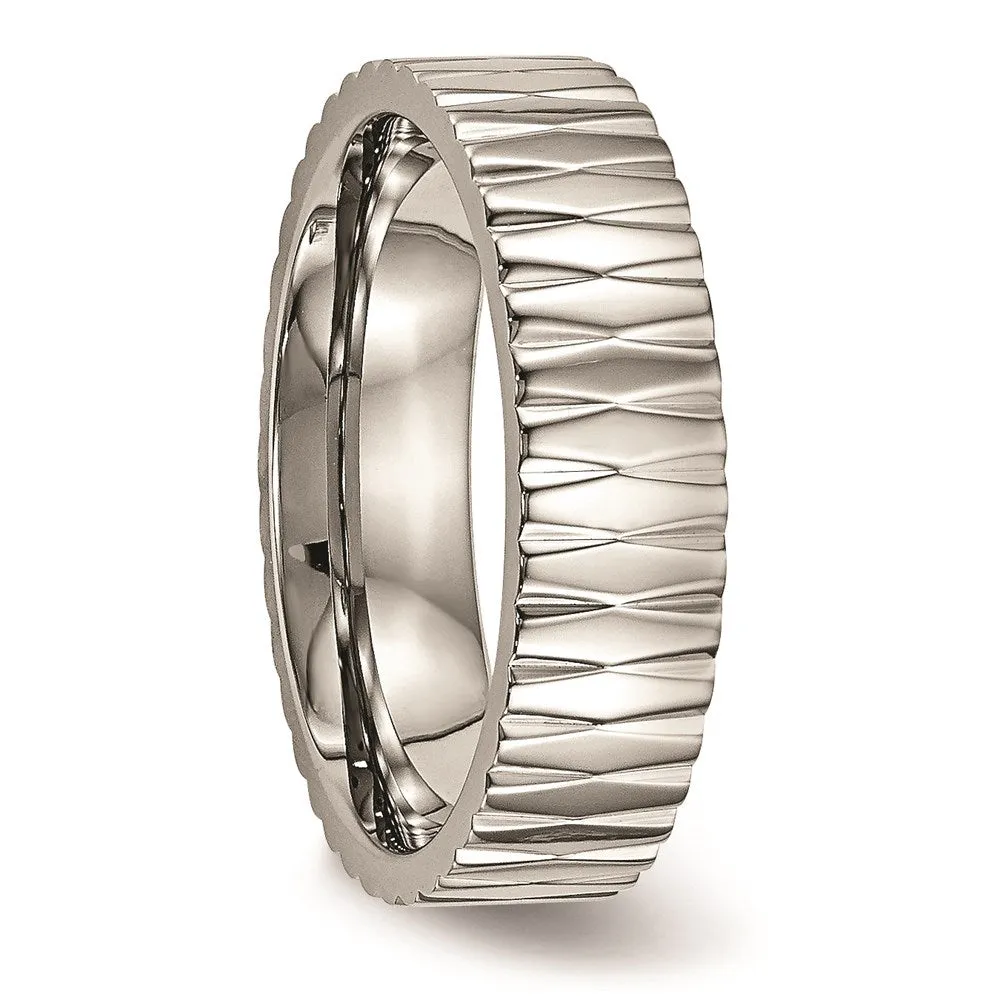Chisel Jewelry Titanium Polished Textured Ring | TB460