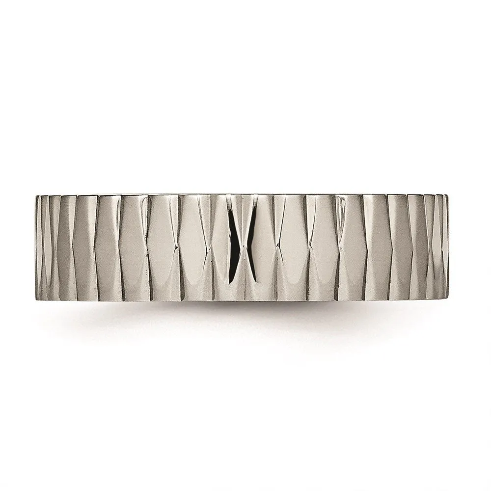 Chisel Jewelry Titanium Polished Textured Ring | TB460