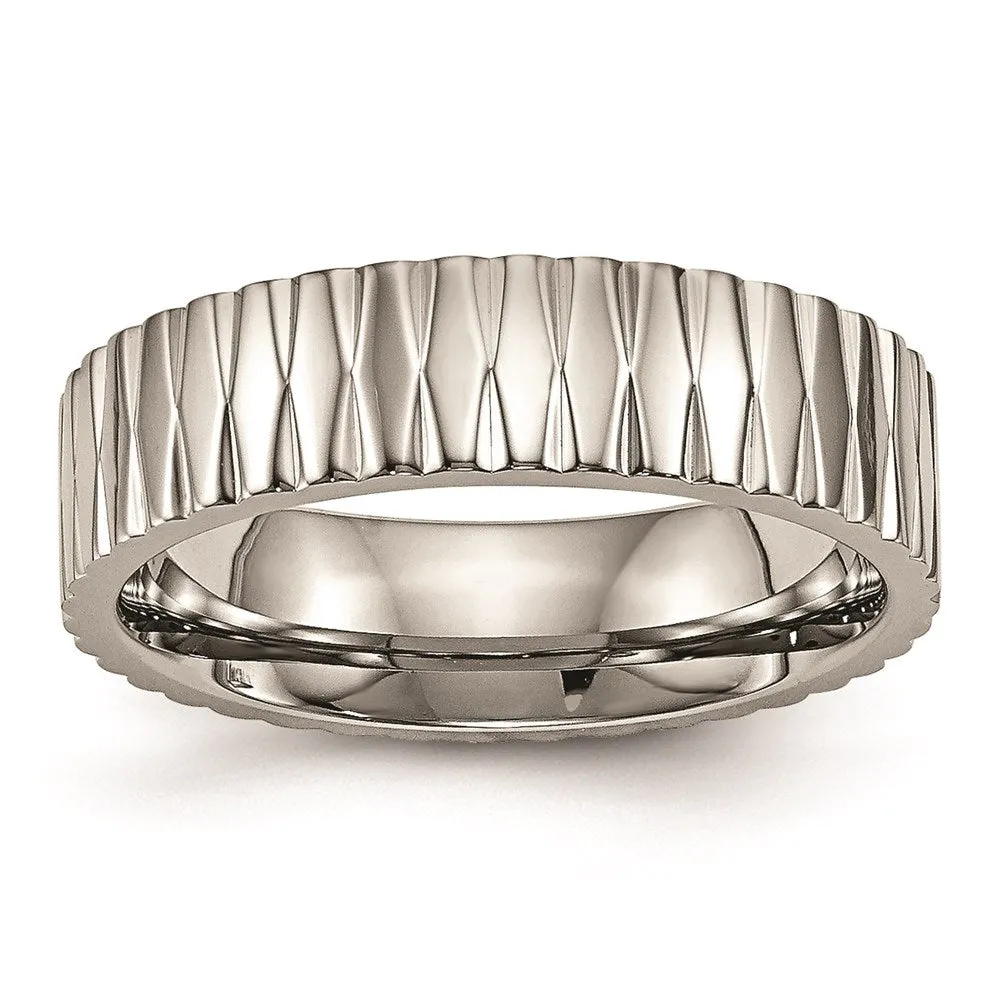 Chisel Jewelry Titanium Polished Textured Ring | TB460