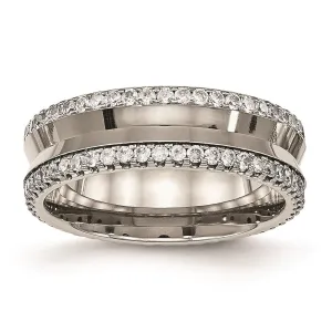 Chisel Jewelry Titanium Polished with CZ Ring | TB476