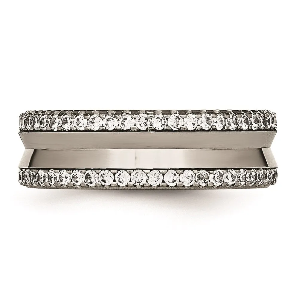 Chisel Jewelry Titanium Polished with CZ Ring | TB476