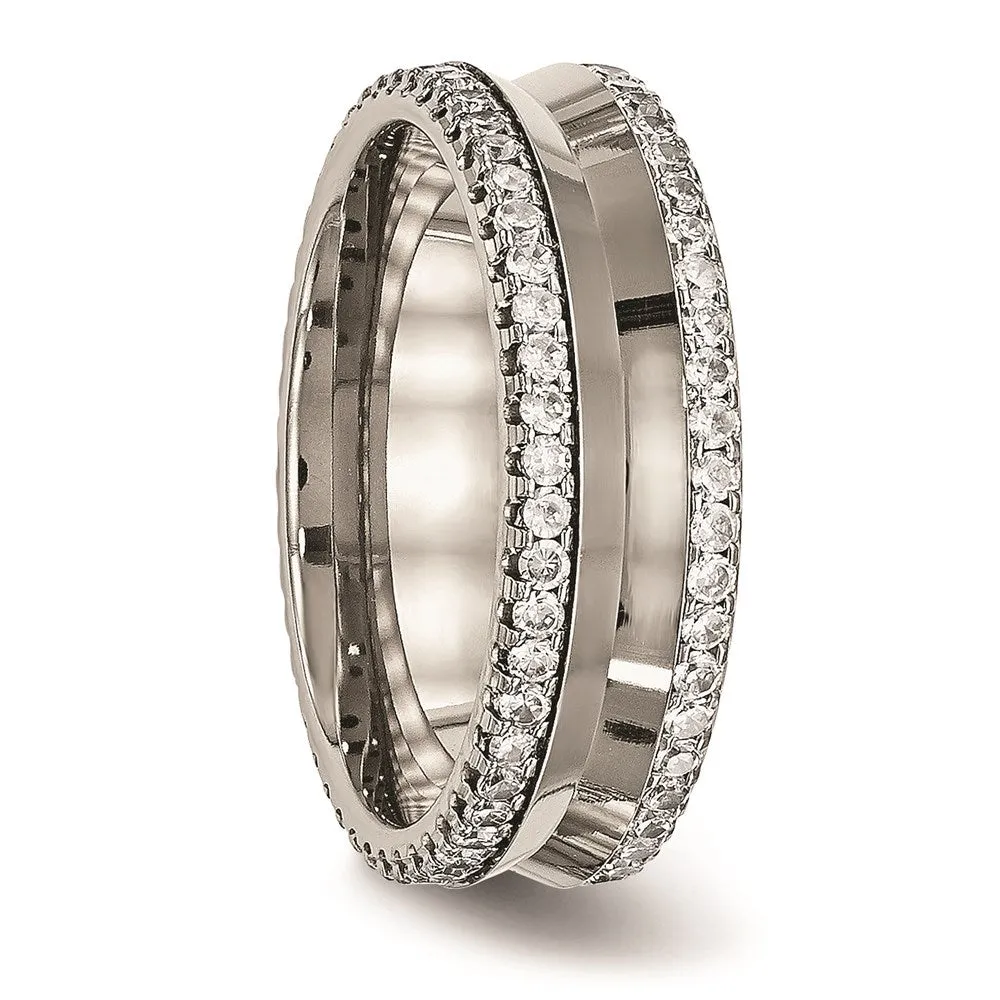 Chisel Jewelry Titanium Polished with CZ Ring | TB476