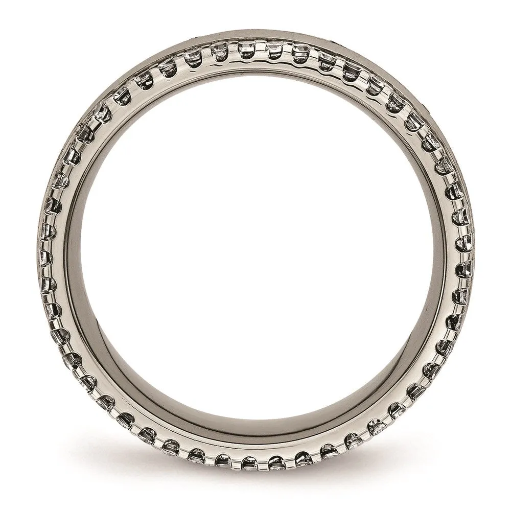 Chisel Jewelry Titanium Polished with CZ Ring | TB476