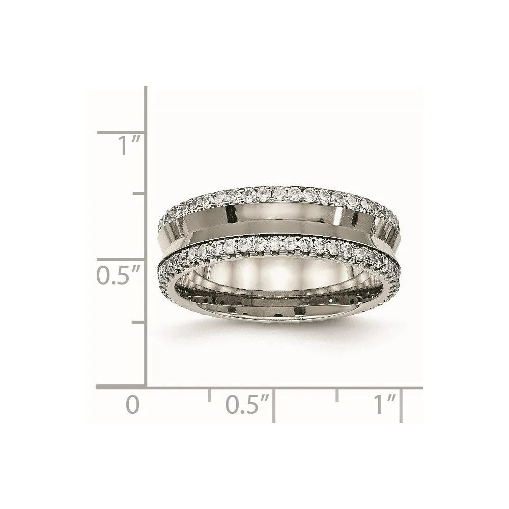 Chisel Jewelry Titanium Polished with CZ Ring | TB476