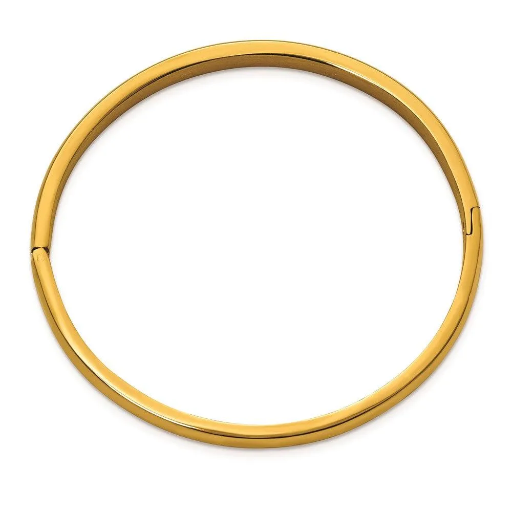 Chisel Jewelry Titanium Polished Yellow IP-plated 5mm Hinged Bangle