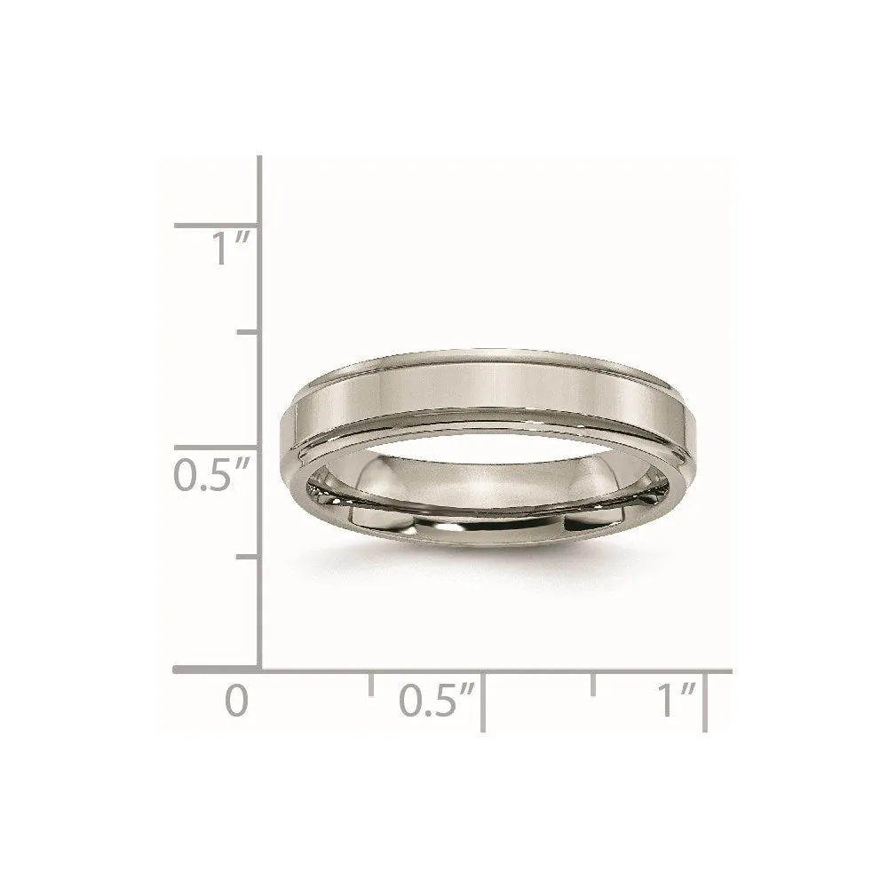 Chisel Jewelry Titanium Ridged Edge 5mm Polished Band | TB5