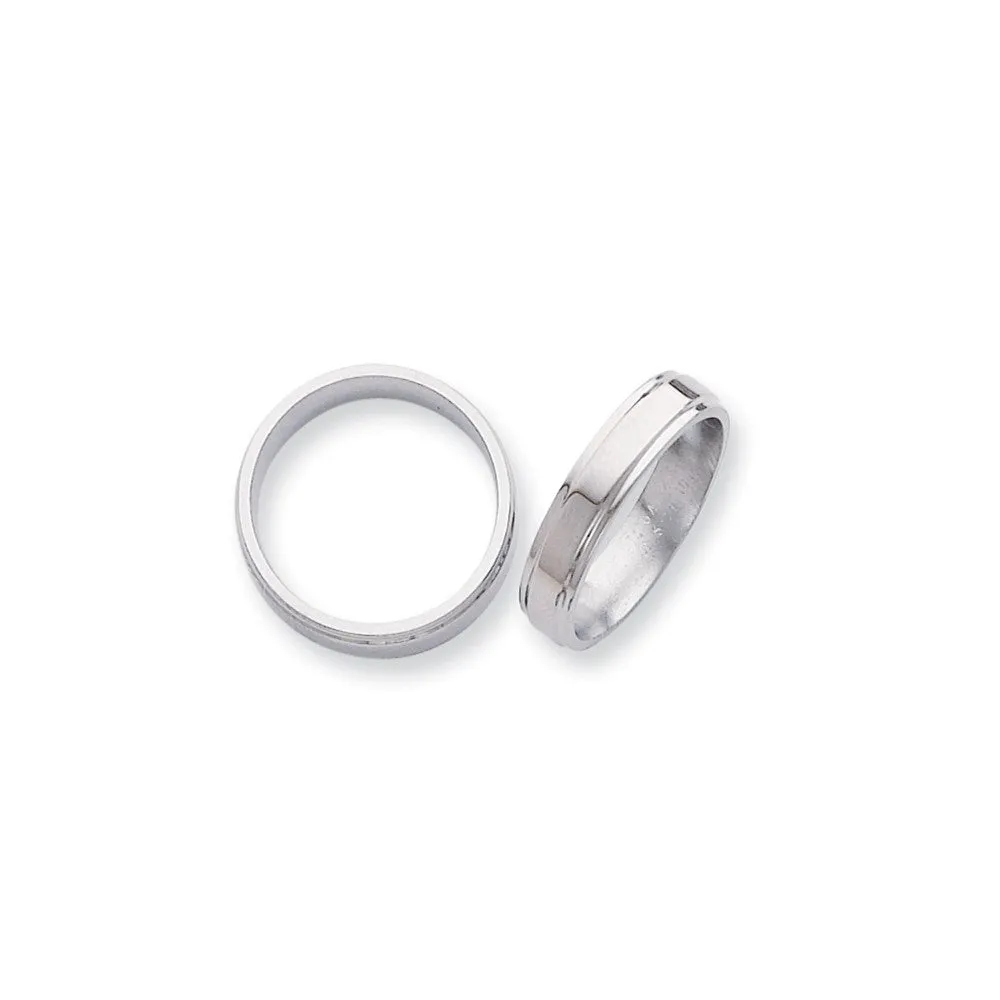 Chisel Jewelry Titanium Ridged Edge 5mm Polished Band | TB5