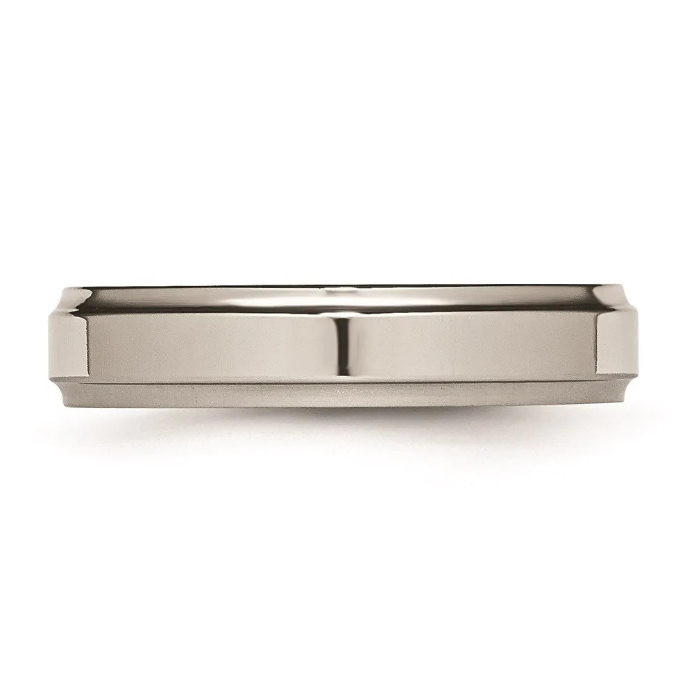 Chisel Jewelry Titanium Ridged Edge 5mm Polished Band | TB5