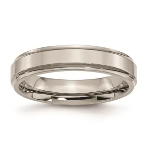 Chisel Jewelry Titanium Ridged Edge 5mm Polished Band | TB5