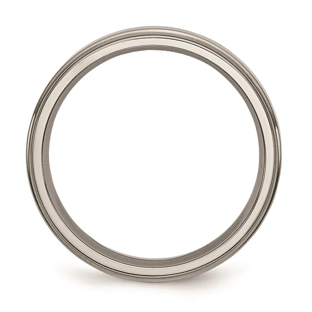 Chisel Jewelry Titanium Ridged Edge 5mm Polished Band | TB5