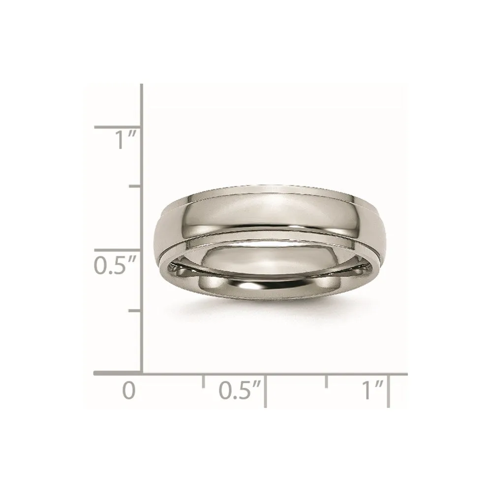 Chisel Jewelry Titanium Ridged Edge 6mm Polished Band | TB23