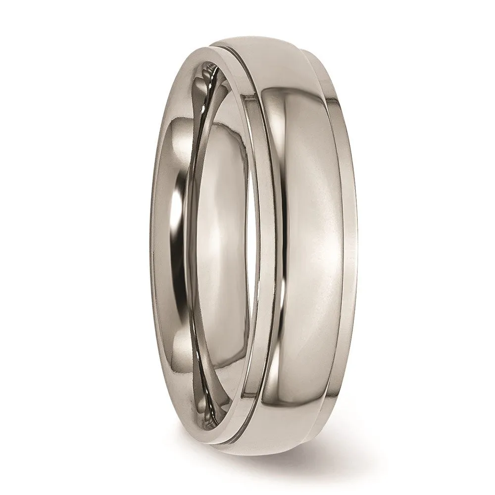 Chisel Jewelry Titanium Ridged Edge 6mm Polished Band | TB23