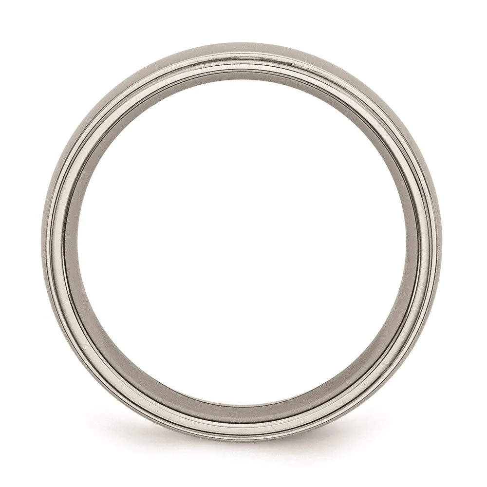 Chisel Jewelry Titanium Ridged Edge 6mm Polished Band | TB23