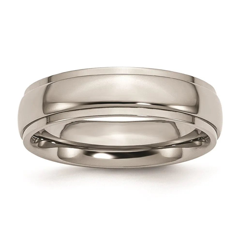 Chisel Jewelry Titanium Ridged Edge 6mm Polished Band | TB23