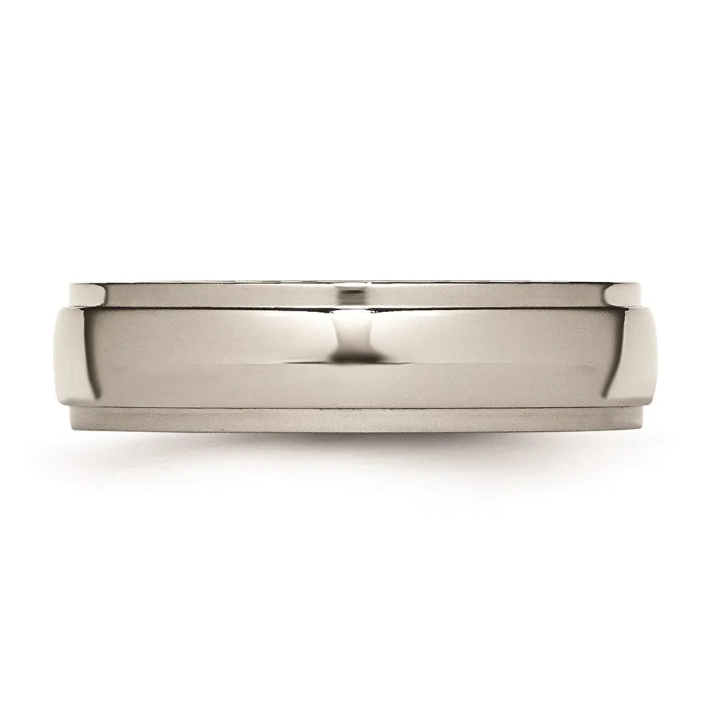 Chisel Jewelry Titanium Ridged Edge 6mm Polished Band | TB23