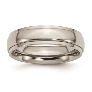 Chisel Jewelry Titanium Ridged Edge 6mm Polished Band | TB23