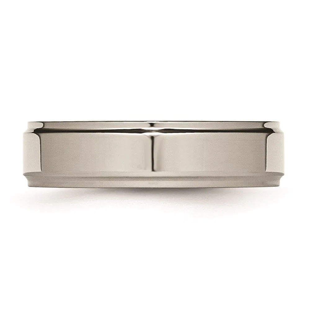 Chisel Jewelry Titanium Ridged Edge 6mm Polished Band | TB34