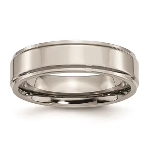 Chisel Jewelry Titanium Ridged Edge 6mm Polished Band | TB34