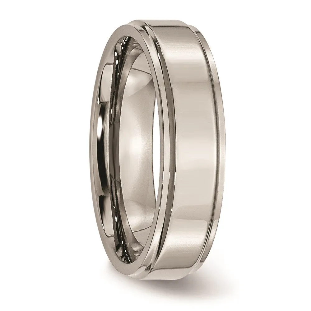 Chisel Jewelry Titanium Ridged Edge 6mm Polished Band | TB34