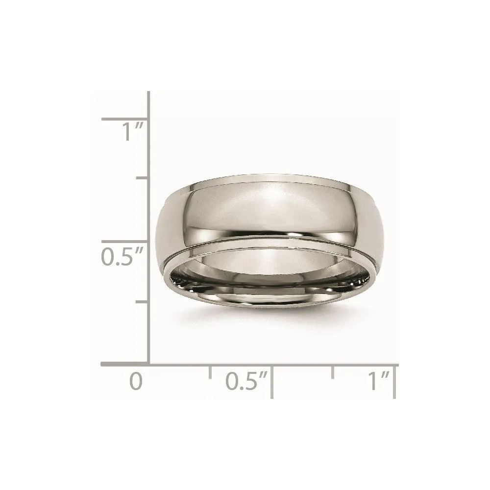 Chisel Jewelry Titanium Ridged Edge 8mm Polished Band | TB24