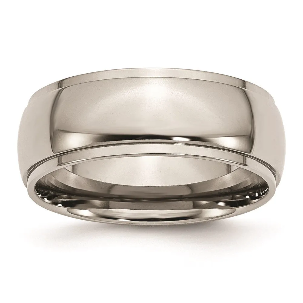 Chisel Jewelry Titanium Ridged Edge 8mm Polished Band | TB24