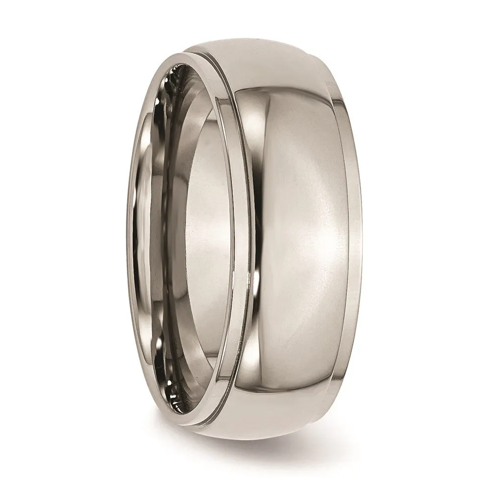Chisel Jewelry Titanium Ridged Edge 8mm Polished Band | TB24