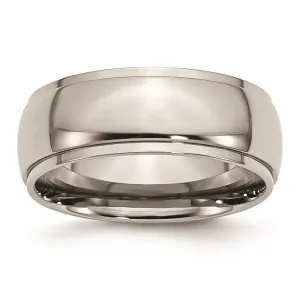 Chisel Jewelry Titanium Ridged Edge 8mm Polished Band | TB24