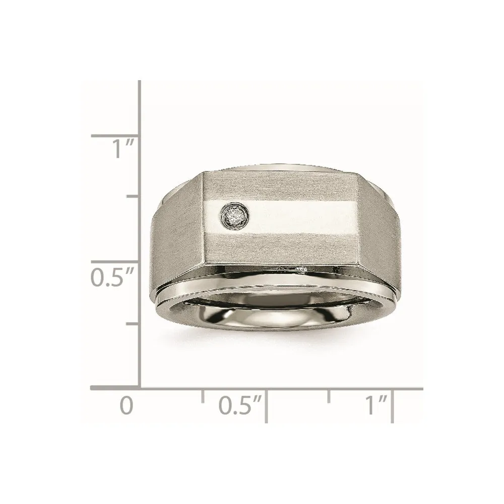 Chisel Jewelry Titanium Satin & Polished Diamond Band | TB263AA