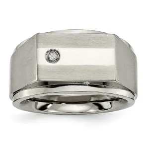 Chisel Jewelry Titanium Satin & Polished Diamond Band | TB263AA